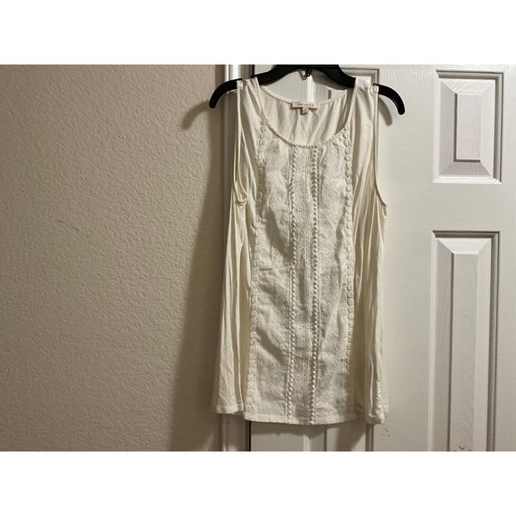 Skyes are blue Sleeveless Tank Top Embroidered Lace Trim Boho Casual - Picture 1 of 2